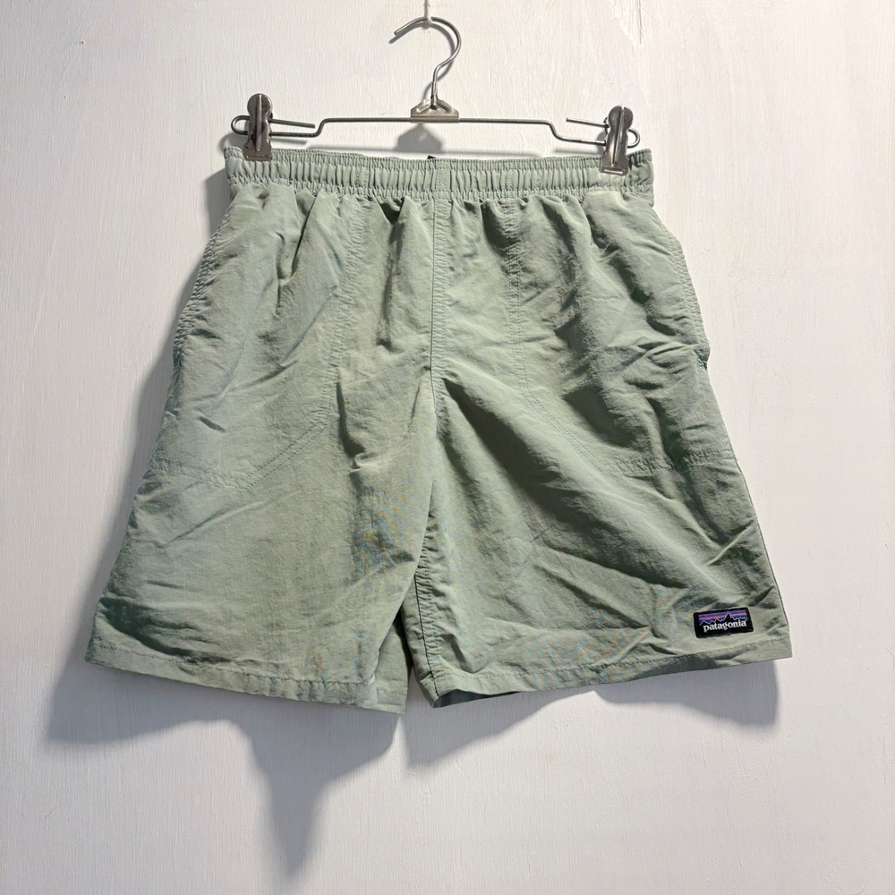 Patagonia Kids Medium Baggies Shorts Sage Green NetPlus Nylon 6.5 Inseam 459